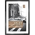 MCS Trendsetter 14x20 Poster Frame, Display Pictures 11x17 With Mat or 14x20 Without Mat, Vertical & Horizontal Wall Hanging Large Picture Frame for Photos & Posters, Black (1-Pack)