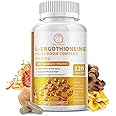 Mushroom Complex Capsules Supplements, 9 in 1 with L-Ergothioneine, Glutathione, Lions Mane, Reishi, Cordyceps, Organic Mushroom Extracts for Immune & Antioxidant Support 120 Counts-Non GMO, Vegan