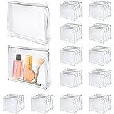 50 Pcs Mini Clear Makeup Bag Travel Toiletry Organizer Pouch, 7.87 x 5.90 Inches Cosmetic Vanity Drawers Waterproof Zipper Organizer Swimsuit Organizer Bags, Vacation Portable Bulk Toiletry Bag