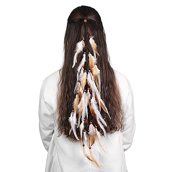 Amazon Com Hippie Feather Extension Hair Ties Awaytr Boho