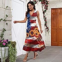 CHRATLHI Patriotic Dresses for Women Long Fourth of