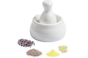 Ceramic Mortar and Pestle Set, Pill and Spice Grinding Bowl, Manual Herb Crusher