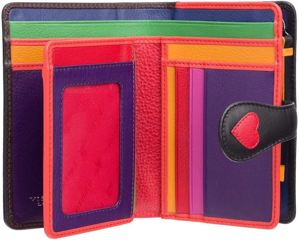 VISCONTI Soft Leather Womens RFID Protection Hearts Bifold Purse Wallet - Crush - LV4, Black Multi - Image 4