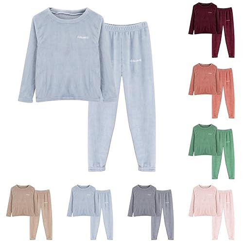 Womens Fluffy Pyjamas 2 Piece Sleepwear Casual Loose Fleece Pullover Lounge Pants Plush Thick Winter Nightwear Winter Cozy Ladies Tracksuit Sets Lounge Wear Sets for Women UK Womens Pyjamas Set
