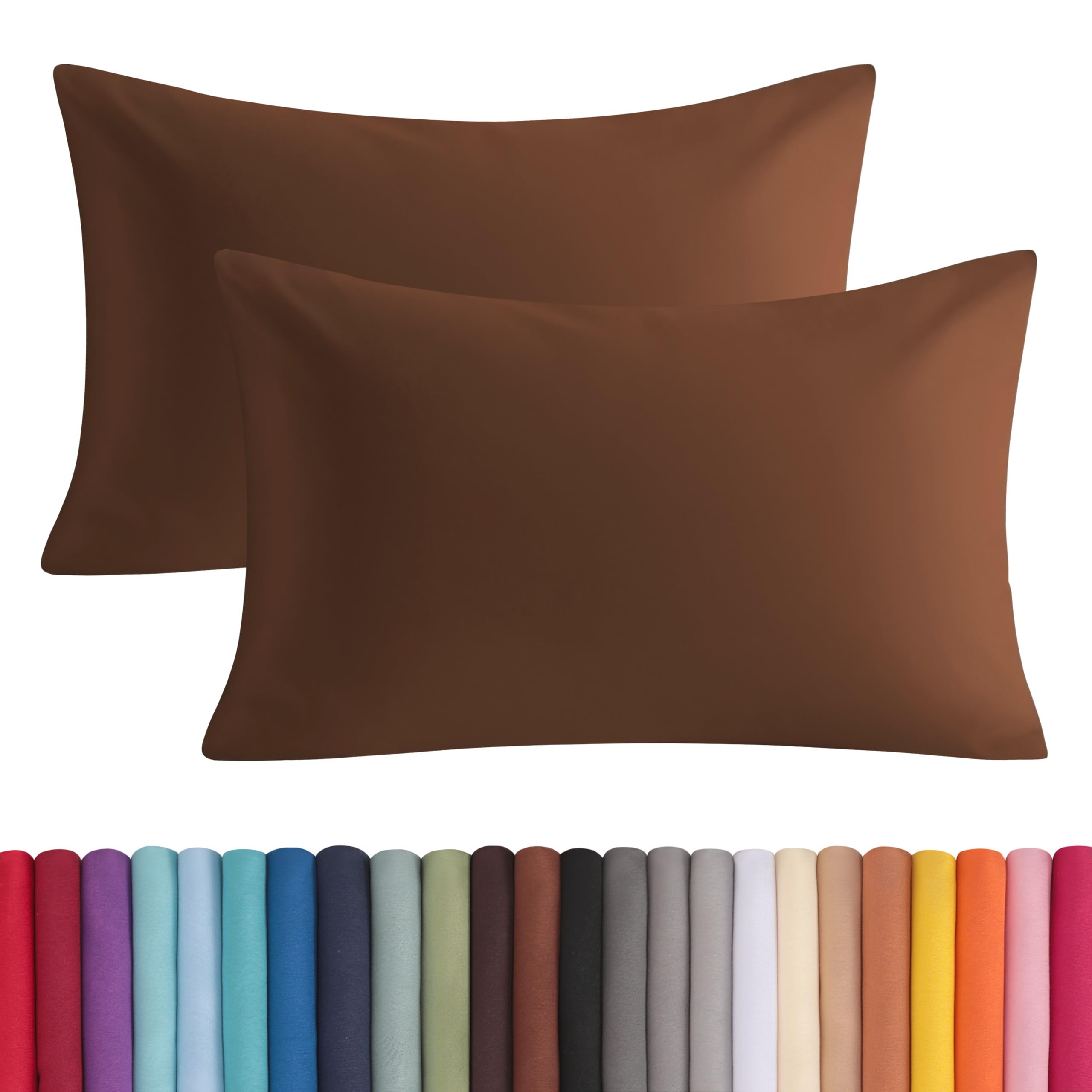 BEDSUM Microfiber Queen Pillowcases Set of 2, Soft Wrinkle Resistant and Easy Care Pillow Cases with Envelope Closure, 20x30 inches, Coffee