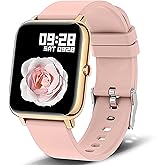 Popglory Smart Watch, Smartwatch with Blood Pressure, Blood Oxygen Monitor, Fitness Tracker with Heart Rate Monitor, Full Touch Fitness Watch for Android & iOS for Men Women