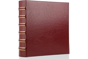 LETVPVOW Vintage Hardback 3 Ring Binder 2 Inch, Professional Leather Binder 3 Ring, Three Ring Binders Fits 8.5" x 11", D Ring Binders for Photo Album, Home, School and Office Supplies- Dark Red