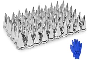 HQALTY 60Pcs Lug Nut Covers 33mm Spike Nut Covers ABS Chrome Plastic Anti-Rust Thread-on Pointed Nut Cover Caps for Semi Truck