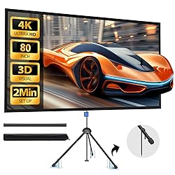 Projector Screen with Stand 80 inch Indoor Outdoor