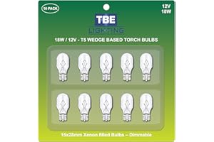 TBE LIGHTING Replacement 18 Watt T5 Wedge Base 12 Volt, Pack of 10 Energy Flashlight Bulbs.