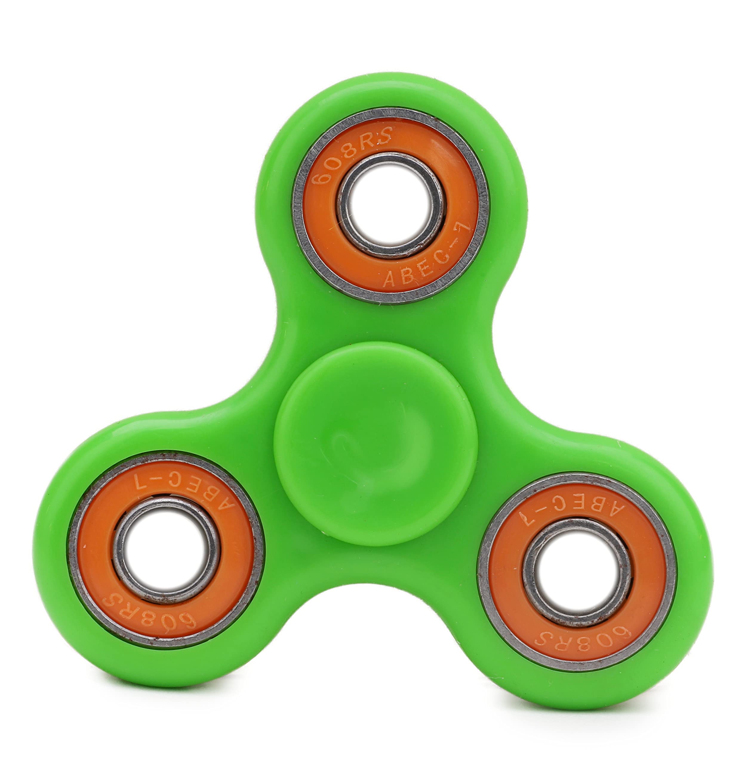 Toyland® Fidget Hand Spinner - Stress and Anxiety Relief - Assorted Colours (Green & Orange Rings)