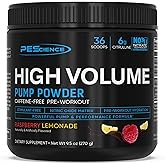 PEScience High Volume Stim-Free Pre-Workout Pump Powder, Raspberry Lemonade | Caffeine-Free, L-Citrulline &amp; L-Arginine Nitrate, Non-Stim, 36 Scoops