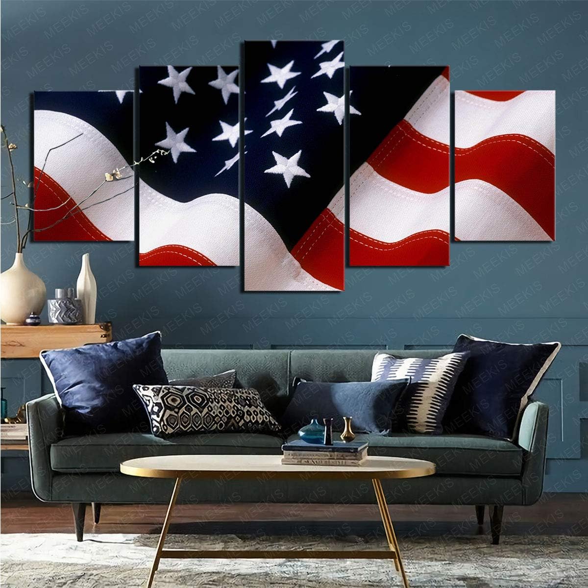 mmkow The picture is printed on 5 pieces of artificial American flag