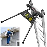 Euvlvt Extension Ladder Stabilizer, Extended Ladder Standoff with Tool Tray | Lightweight Aluminum Ladder Accessory for Roof Gutters, Walls ＆ Windows, Anti-Slip Rubber Feet, Adjustable Length 22 - 29.5"