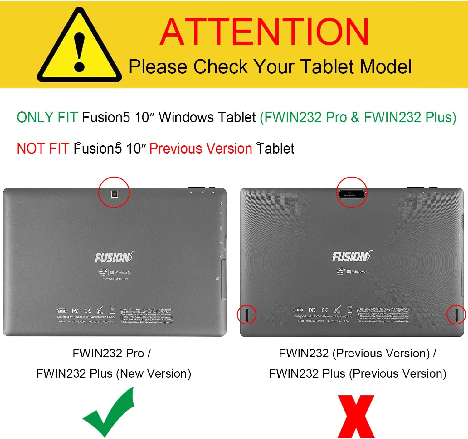 Case for Fusion5 10.1 Windows Tablet FWIN232 PRO / FWIN232 Plus Auto