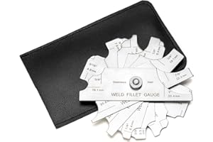 QWORK 7Pcs Fillet Weld Gauge Set - Welding Inspection Gauge Testing 1/8"-1" (3.2mm-25.4mm) Ulnar Metric & Inch, for Professio