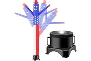 BSMTEK 10FT Air Inflatable Waving Tube Man Set with Blower & Spotlight, Air Puppet Dance Artist for Mall Opening, Amusement Park, Outdoor Decoration，US-Flag