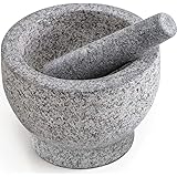 Gorilla Grip Heavy Duty Mortar and Pestle Set, Slip Scratch Resistant Bottom, Unpolished Granite Molcajete Guacamole Bowl Kit