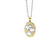 Charm America - Gold Plated Oval Heart Pendant Necklace- Gold Plated on 925 Sterling Silver- Silver Adjustable Necklace 16"-18"