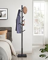 VASAGLE Coat Rack 8 Hooks Solid Rubberwood Free Standing Ink Black RCR010B01 view 3