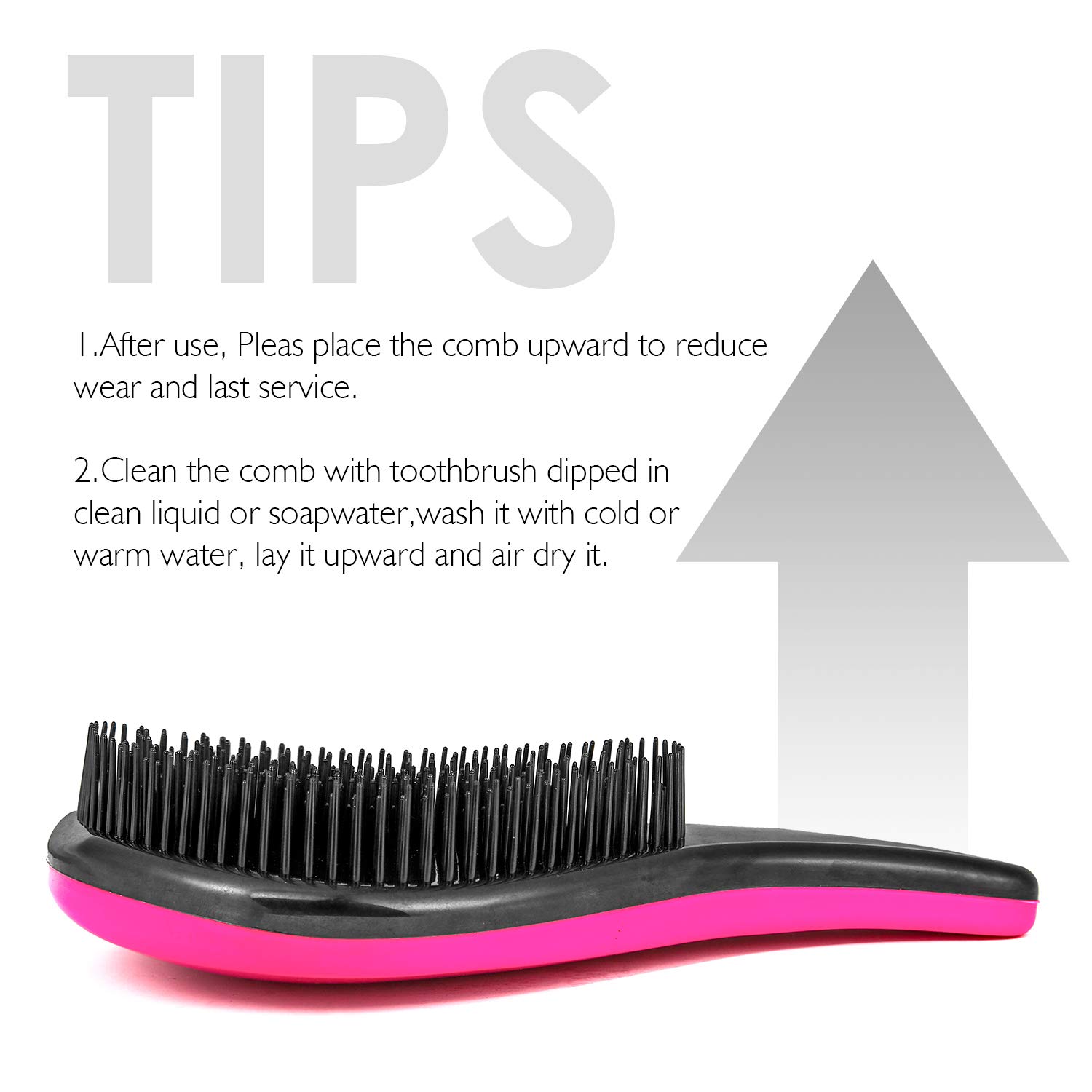 THETIS Homes 2-PACK Detangler Brush, Detangling Hair Comb, No Pain Tangle Free Brush for Adults and Kids - Pink & Black : Beauty