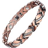 Jecanori Pure Copper Bracelets for Women,Ultra Magnetic Bracelets for Women with 3500 Gauss Magnets,Crystal Valentine's Day Jewelry Gift, Sizing Tool