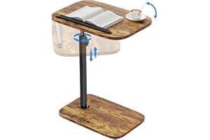 HUANUO TV Tray, Height-Adjustable TV Trays with 360° Swivel and 90° Tilt, Sturdy Couch Table with Anti-Slip Bar, Space-Saving TV Tray Table for Couch, Bedside, and Eating