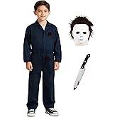 CICOCI Kids/Adult Scary Halloween Costumes Boys Horror Movie Killer Cosplay Blue Jumpsuit with Blood attach mask