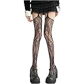SHENHE Women's Y2K Lace Tights Suspender Pantyhose Sheer Thigh High Garter Stockings