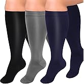 Diu Life 3 Pairs Plus Size Compression Socks for Women and Men Wide Calf Extra Knee High Support for Circulation