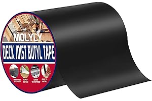 MOLYLY Deck Joist Tape, 6" x 50', Butyl Tape for Deck Joists, Waterproof and Weather Resistant Self-Adhesive Joist Tape for Wood Beams and Joists, Anti-Corrosion Decking Tape