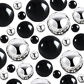 EGKamh 280Pcs Beads Faux Pearls Vase Filler for Centerpieces, Black+Bright Silver 8/14/18mm No Hole Pearls for Vase, Beads for Wedding Makeup Party Home Birthday Table Decor Decoration