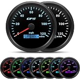 ARTILAURA 110mm 4-3/8" GPS Speedometer Boat 120 MPH Speedometer Gauge 7 Color Waterproof 9-32V for Marine AUTO Car Motorcycle Truck (Black)