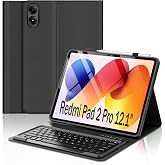Keyboard Case for Xiaomi Redmi Pad 2 Pro 12.1",Poco Pad 12.1 inch/Pad Pro | Slim Magnetic Wireless Detachable Tablet Keyboard,with Pencil Holder,for Xiaomi Poco Pad 12.1 inch/Pad Pro 2024,Black