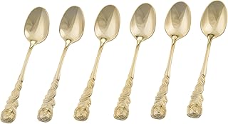 GRÄWE® 6 Stück Espressolöffel Rosendekor, Farbe Gold