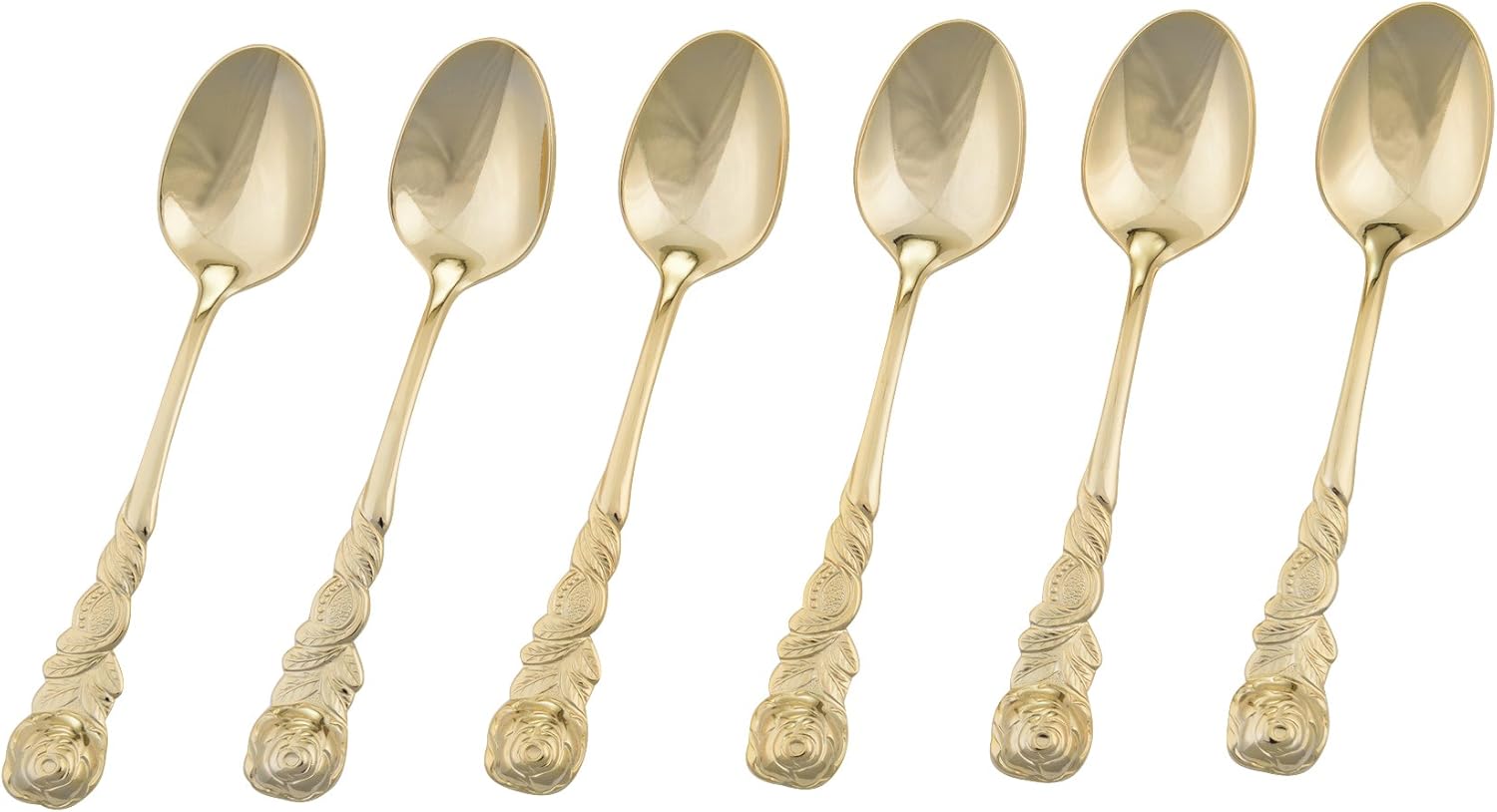 GRÄWE® 6 Stück Espressolöffel Rosendekor, Farbe Gold