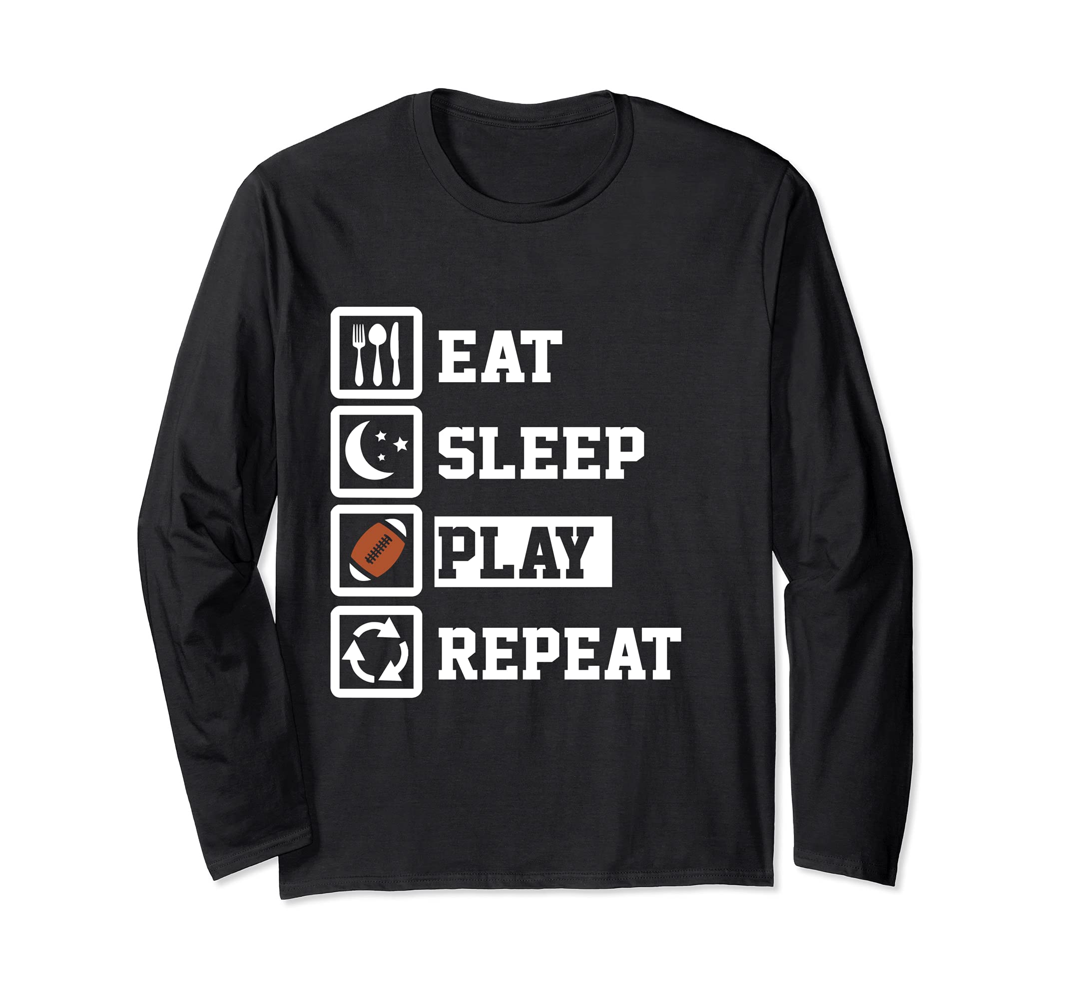Eat Sleep Rugby Repeat Funny Rugby Long Sleeve T-Shirt