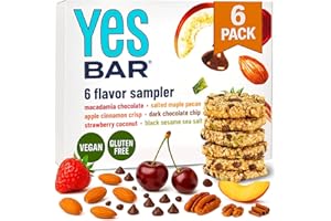The YES Bar – Six Flavor Variety Pack – Plant Based Protein, Decadent Snack Bar – Vegan, Paleo, Gluten Free, Dairy Free, Low Sugar, Healthy Snack, Breakfast, Low Carb, Keto Friendly (Pack of 6)
