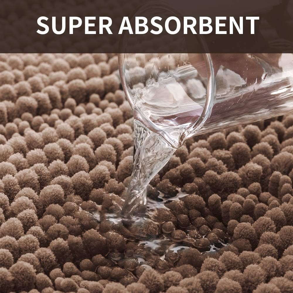 IM Home Extra Thick Bathroom Rugs Mat Brown Taupe 23"x35" Soft Chenille Bath Rugs Non Slip, Absorbent Shaggy Bath Mats for Bathroom, Toilet Rugs Machine Washable: Kitchen & Dining