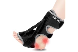 exhood Plantar Fasciitis Night Splint, Plantar Fasciitis Relief Brace, 3 Adjustable Straps Relief Brace for Foot Drop, Achilles Tendonitis & Heel Pain - Day & Night Support (Elephant Grey)
