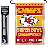 Kansas City Chiefs 4 Times 4x Super Bowl Champions Garden Flag and Pole Stand Holder