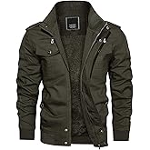 CRYSULLY Men's Fleece Cargo Jacket Winter Casual Thicken Multi Pocket Field Outwear Jackets Coat