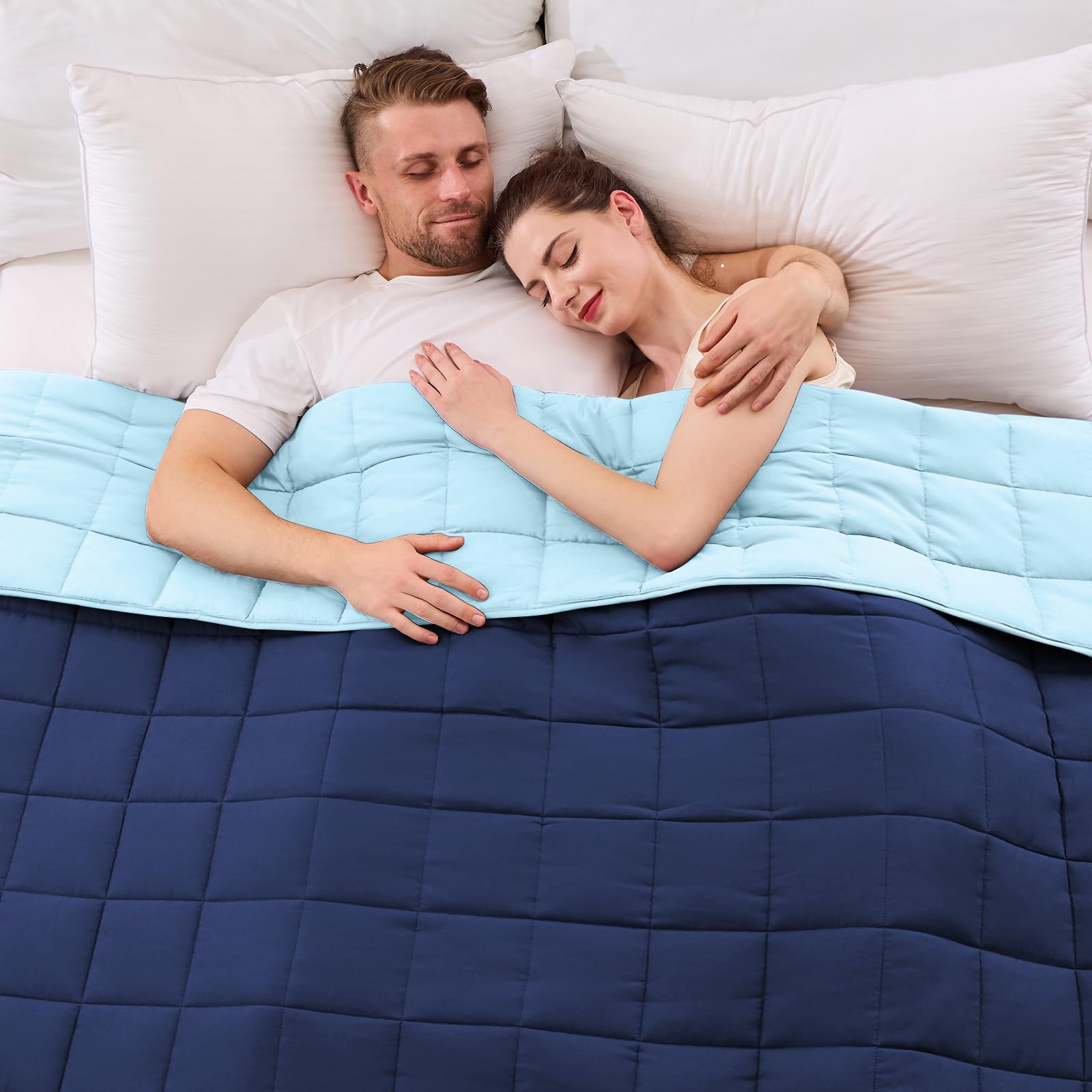 Photo 1 of King Size Weighted Blanket for Adults (20 lbs, 80” x 87”, Navy & Blue) Cooling Heavy Blanket for Sleeping Perfect for 190-210 lbs, Breathable Blanket for Adults & Couple All Season, Machine Washable