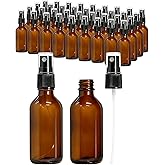 KEYWING 36 Pack Small Amber Glass Spray Bottles for Essential Oils, 2oz Empty Fine Mist Mini Spray Bottles, Refillable Contai