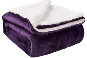 NANPIPER Sherpa Blanket, Super Soft Fuzzy Flannel Fleece/Wool Like Reversible Velvet Plush Couch Blanket, Lightweight Warm Blankets for Winter (Throw Size 50"x60", Purple)