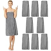 Tigeen 8 Pcs Spa Wraps for Women,Wrap Around Towels Lightweight Spa Robes with Adjustable Closure and Elastic Top(Grey,Medium)
