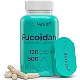 Fucoidan 500mg – Brown Seaweed Extract Supplement from a Natural Source of Fucoidan & Fucoxanthin | 120 Vegetarian Capsules for Energy & Wellness | Made in USA, GMP Certified