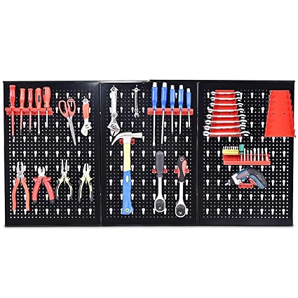 Costway Pannello Forato Portautensili Parete Per Attrezzi Per Officina Garage Con Ganci 120 X 60 Cm