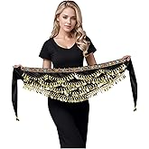 Women's Belly Dance Hip Scarf with Gold Coins Triangular Belly Dancing Wrap Belt for Performance Dance Festival