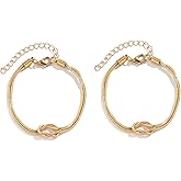 Valentines Day Gifts for Women Her - Bracelets for Women Matching Bracelets for Couples 14K Gold Plated Love Knot Bracelet Dainty Forever Infinity Bracelets Friendship Jewelry Gifts